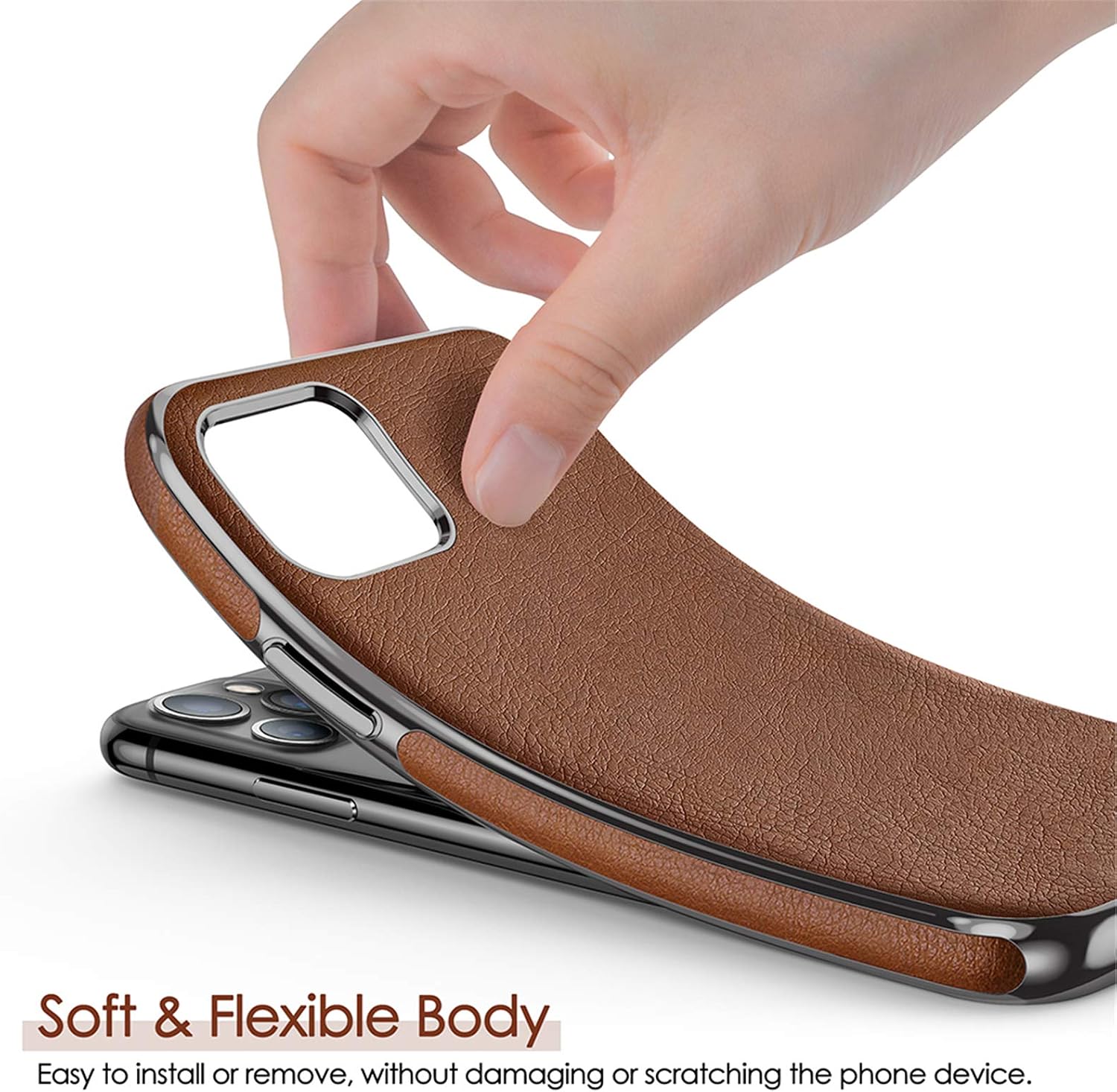 LOHASIC iPhone 11 Pro Case, Luxury Premium Leather Slim Thin Business Style Elegant Non Slip Soft Grip Flexible Shockproof Protective Cases Compatible with Apple iPhone 11 Pro 5.8 inch 2019 - Brown