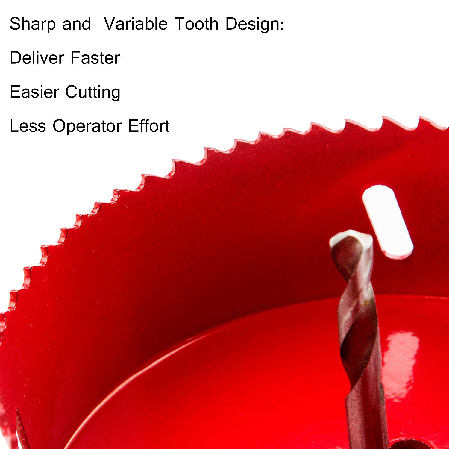 6-Inch Hole Saw – Bi-Metal Sharp Serrations, Cuts Wood, Plastic, Plywood, Gypsum, Thin Iron & Soft Iron, Includes 3/8" Hex Mandrel & Wrench, Red (152mm)