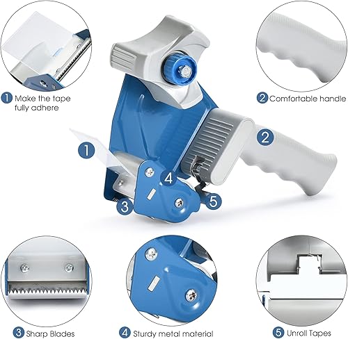 Miniatura 2 de Pacific Mailer - Pistola dispensadora de cinta de embalaje, dispensador de pistola de cinta de 3 pulgadas con cinta de embalaje de cartón de 3