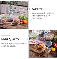 Vista 9 de Cabilock 100 fundas elásticas para almacenamiento de alimentos, reutilizables, de plástico, para platos de platos, para la familia, suministros