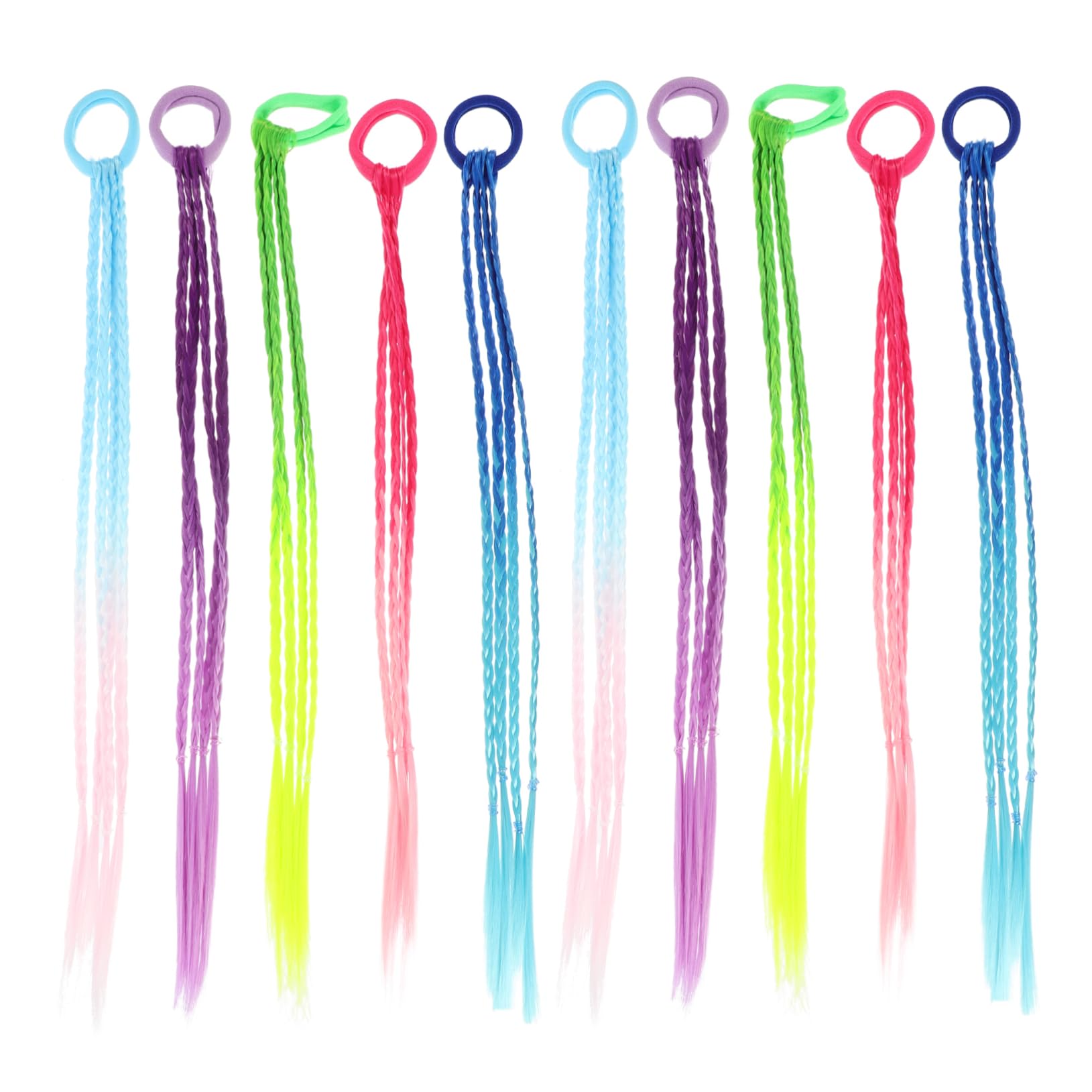 minkissy Confier 10pcs Wig Fake Hair Women Hair Extensions Ponytail Extension for Women Long Ponytail Extension Synthetic Ponytail Extension Hair Ring Lengthen Chemical Fiber Child