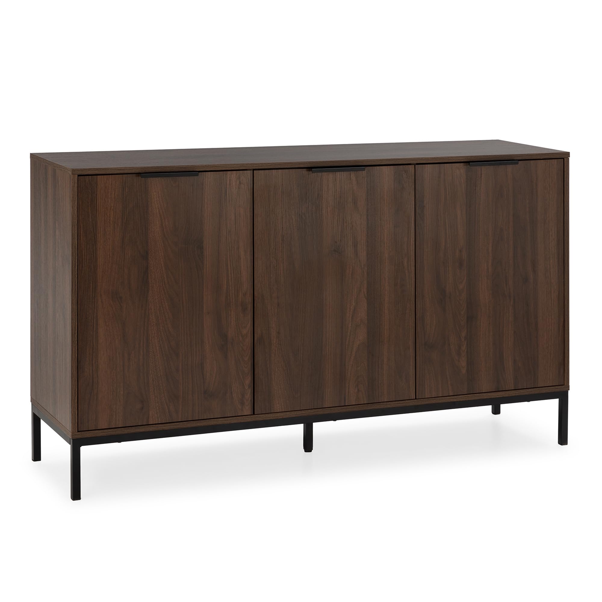 HOMN LIVING Aparador Auri 3 Puertas Color Nogal, 140 cm (Ancho) 40 cm (Profundo) 80 cm (Altura)