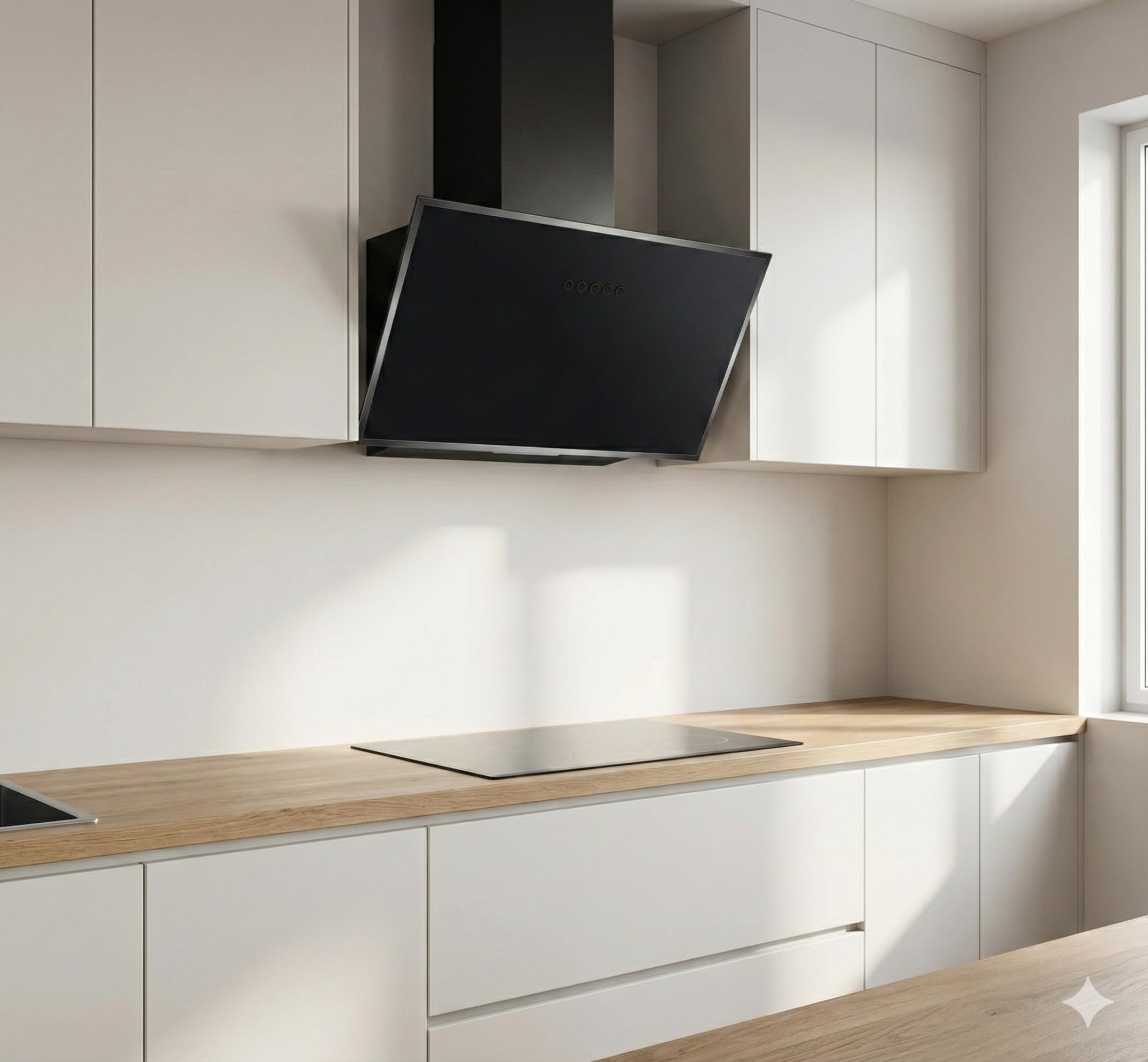 YUNA Dunstabzugshaube DUSICA 60 cm Schwarz Glasfront 3 Leistungsstufen 47W Motorleistung Energieeffizienz A Abluft Umluft Kopffrei LED Beleuchtung Ohne Kohlefilter Wandhaube