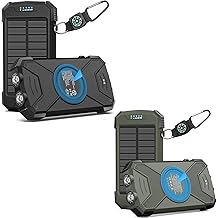 BLAVOR 2 Pack Solar Charger Power Bank 10,000mAh, Portable Wireless Charger, 20W Fast Charging External Battery Pack with USB C for Cell Phones