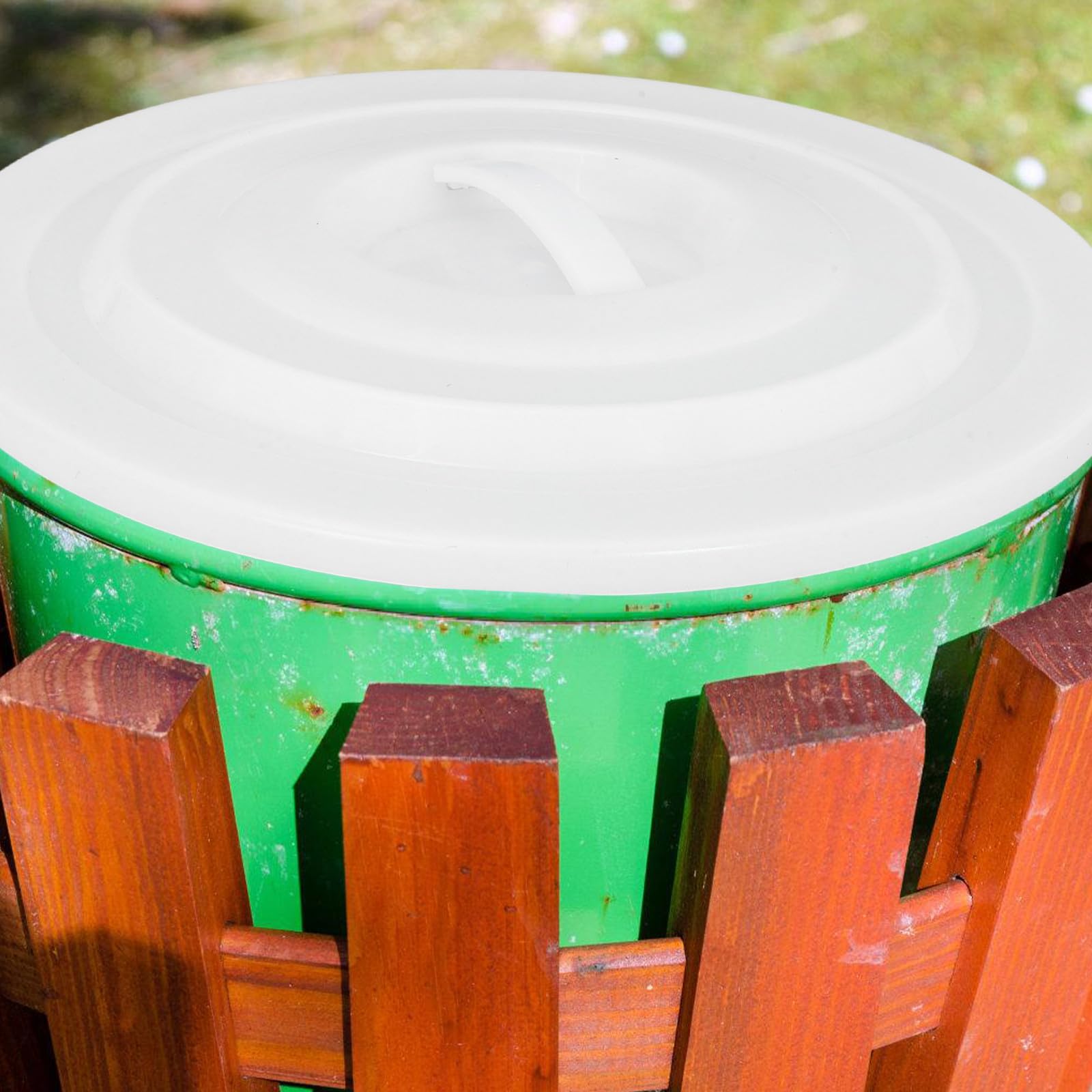 Coperchio Pulizia e Cm della da per Bidone in 40 Spazzatura Abs Installazione Bianco, Facile Contenitori Giardino e Uso Domestico
