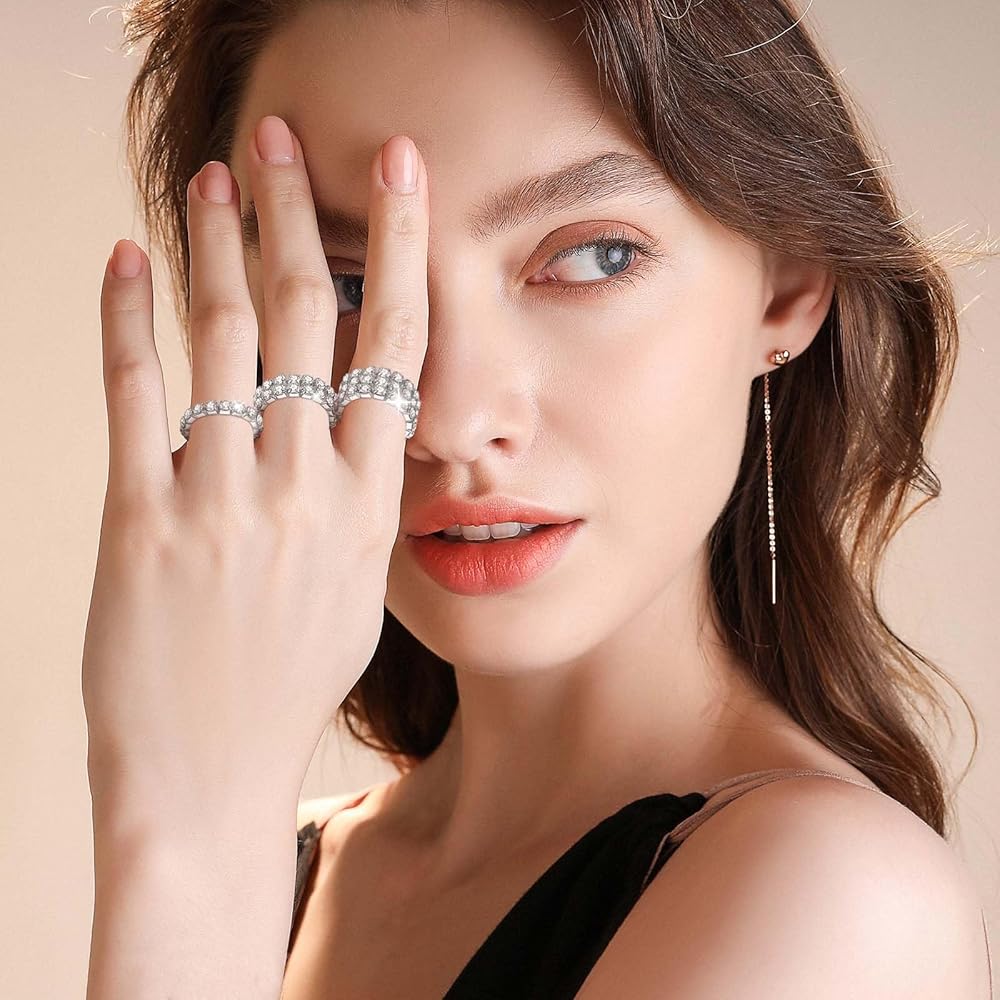 Amazon | Kucheed ラインストーンストレッチリング