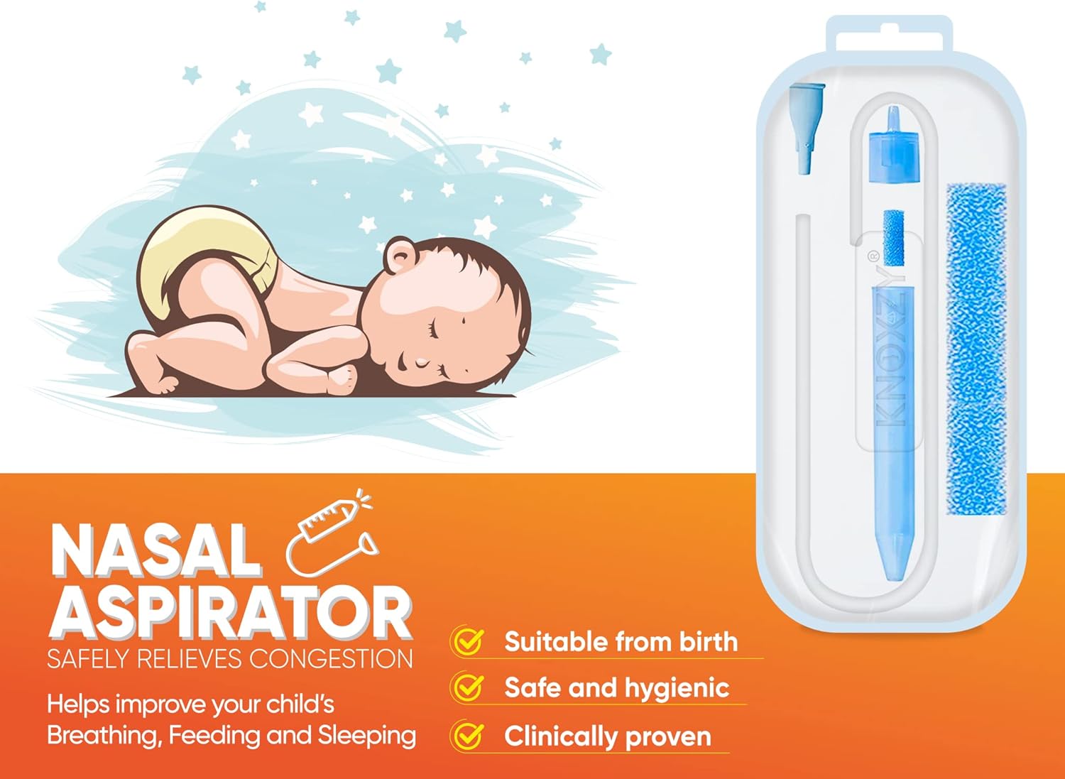 Knoxzy Baby Nasal Aspirator with 9 Extra Hygiene Filters