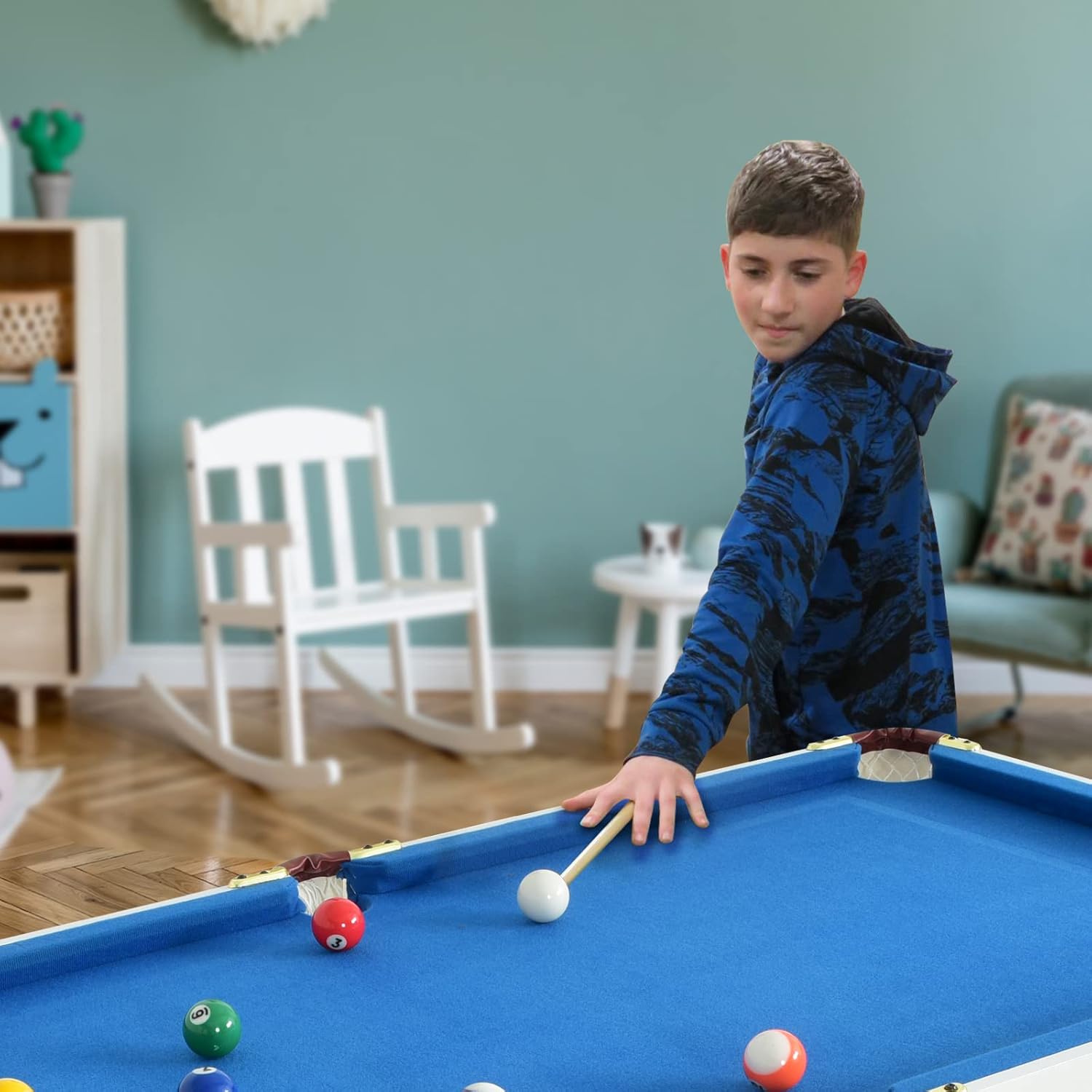 Goplus 47"/48‘’ Folding Billiard Table, Mini Pool Game Table with 2 Cue Sticks, 16 Balls, Triangle, Chalk, Indoor Portable Compact Pool Table for Kids Adults Family : Sports & Outdoors