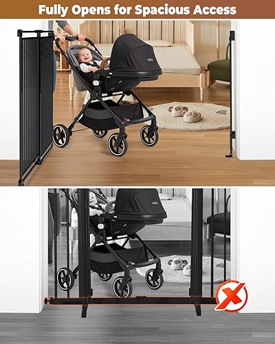 Miniatura 3 de Puerta para perros de 34 a 53 pulgadas sin barra inferior para escaleras, puerta de seguridad infantil extra alta de 39 pulgadas con diseño de