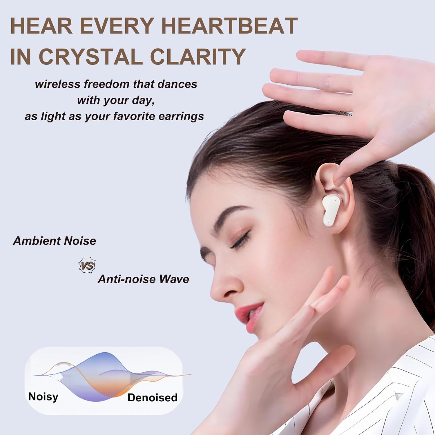 TINGER in-Ear ANC Wireless Earbuds, 35dB Active Noise Canceling Bluetooth Headphones, 24H Playtime Hi-Fi Bass Earphones with IPX4 Waterproof, Built-in Mic for Travel Workout image 4