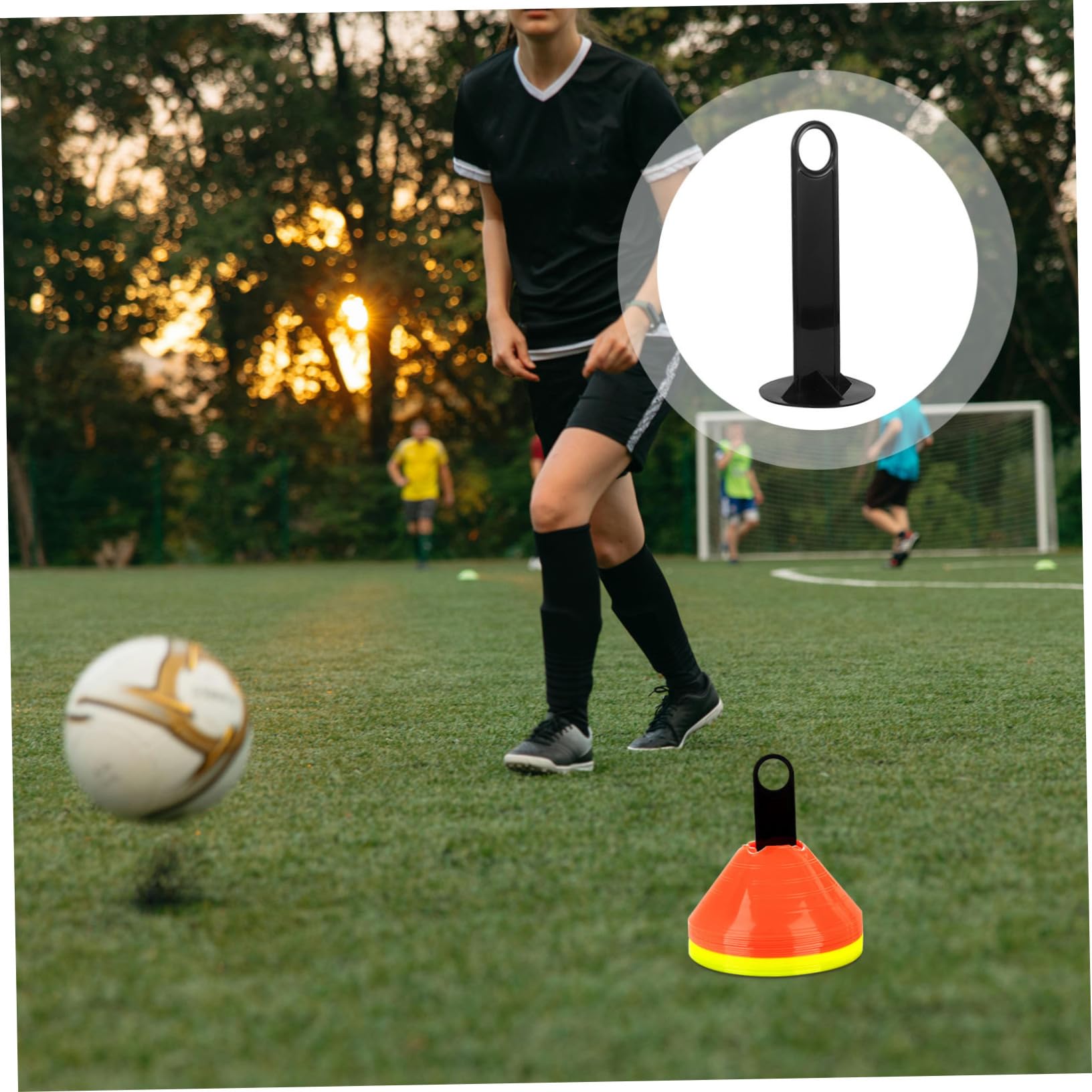 Toyvian Support de Rangement pour Plots de Marquage Football, Plateau Disque PP Noir, 8 Pièces