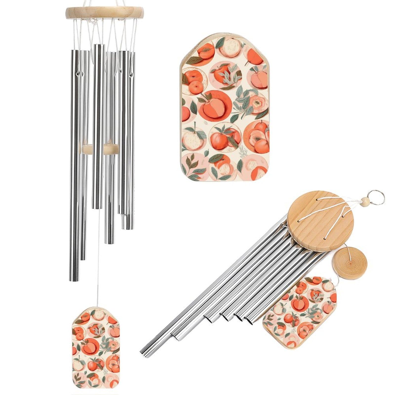 Round Peach Wind Chimes for Outside Memorial Gift Sympathy Wind Chimes Aluminum Tube Windchime with Hook Windbell for Outdoor Patio Garden Decor Housewarming Gift