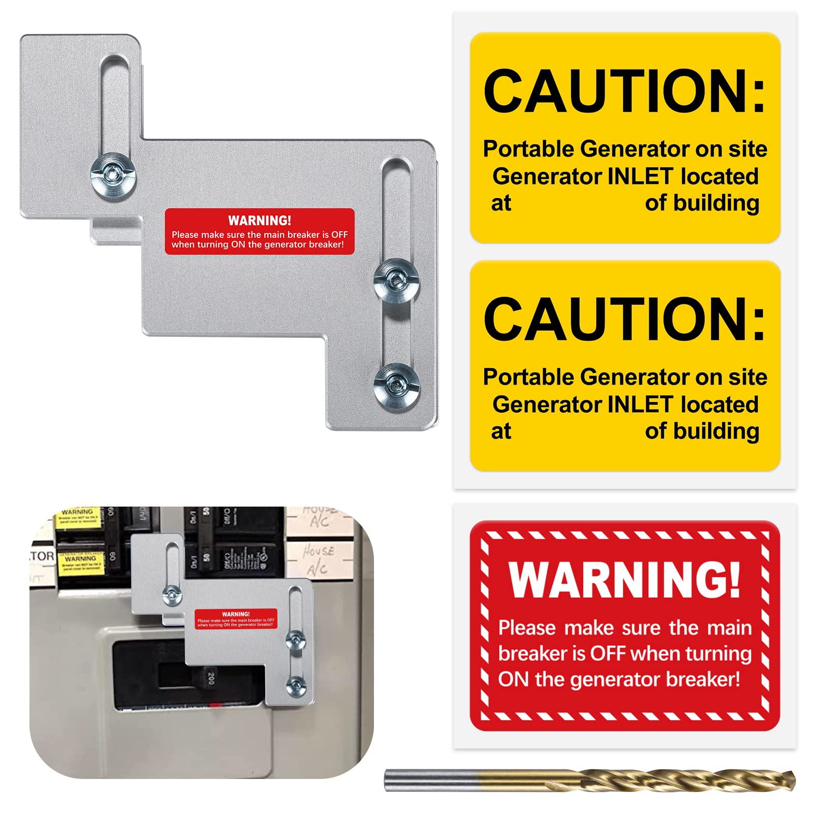 LATING Generator Interlock Kit Compatible with Eaton Cutler Hammer Challenger BR Series 150 and 200 Amp Panels with 1 1/4 to 1 1/2 Inches Installation Spacing, Silver