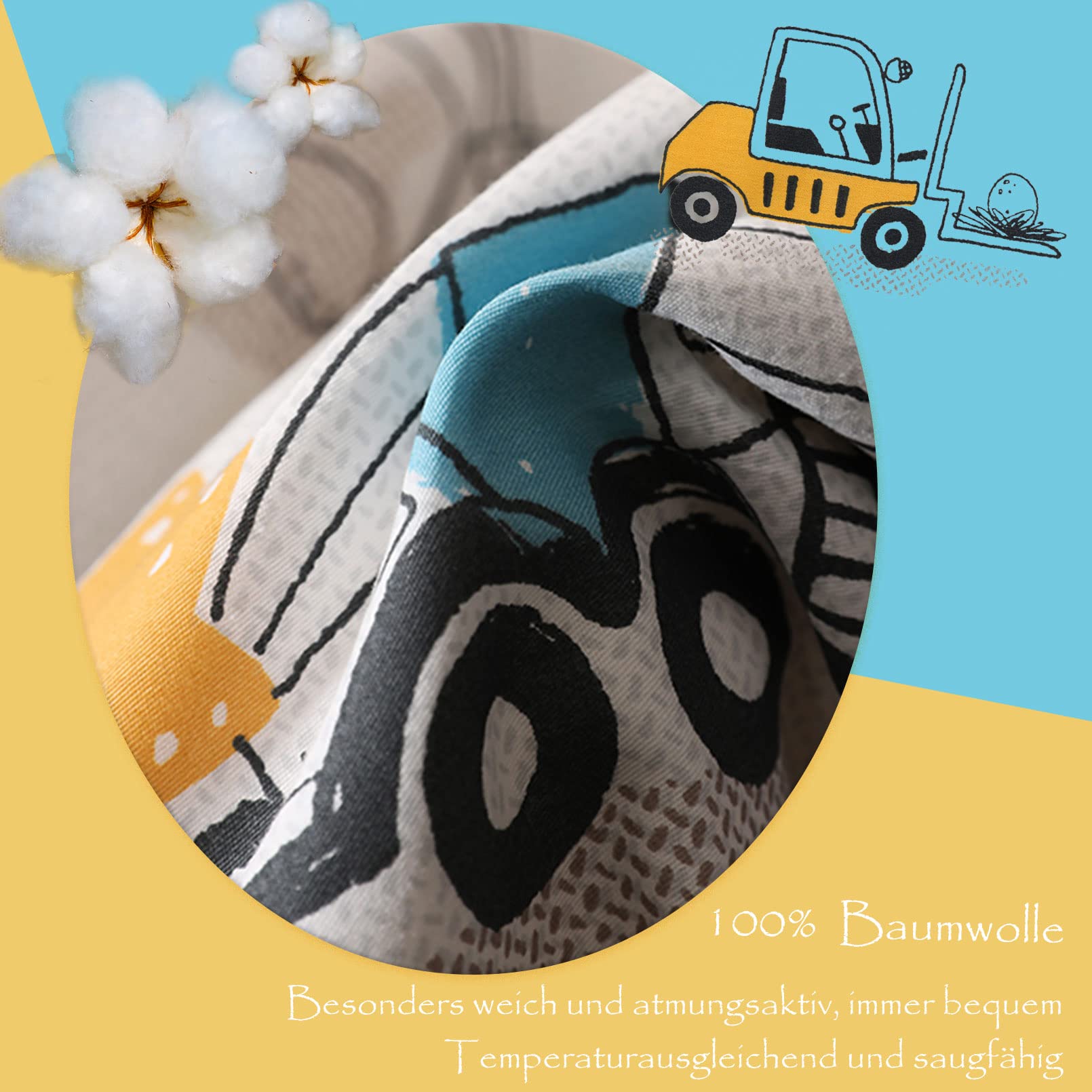 KEAYOO Biancheria da Letto per Bambini,100% Cotone, Copripiumino 100 x 135CM+Federa 60 x 40CM