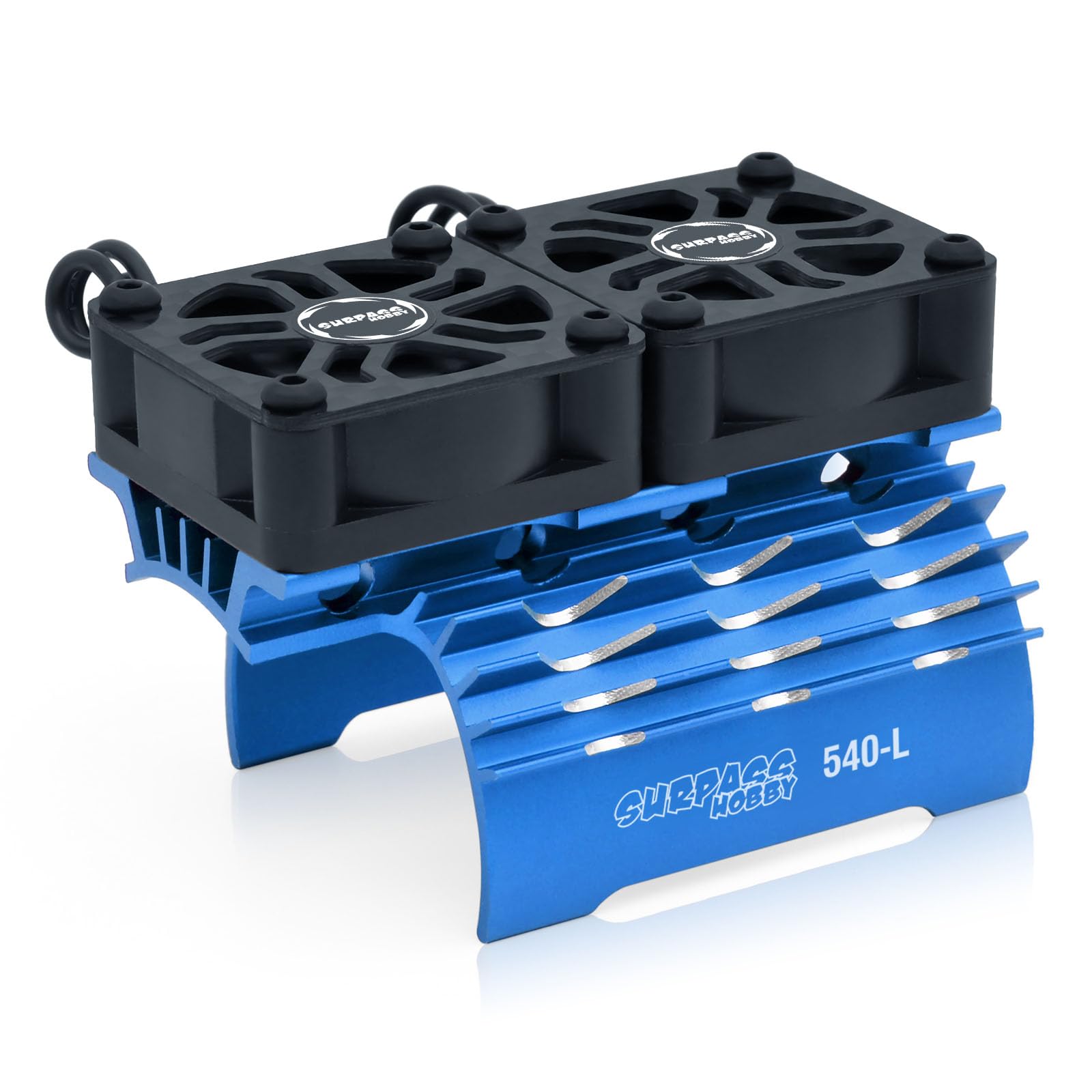 30mm RC Motor Cooling Fan and Motor Dual Fans with Heatsink Compatible with RC 1/8 1/10 Scale Car 3650 3660 3670 Motor (Blue)