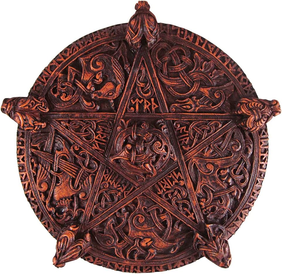 Dryad DesignLarge Knotwork Pentacle Wall Plaque Wood Finish