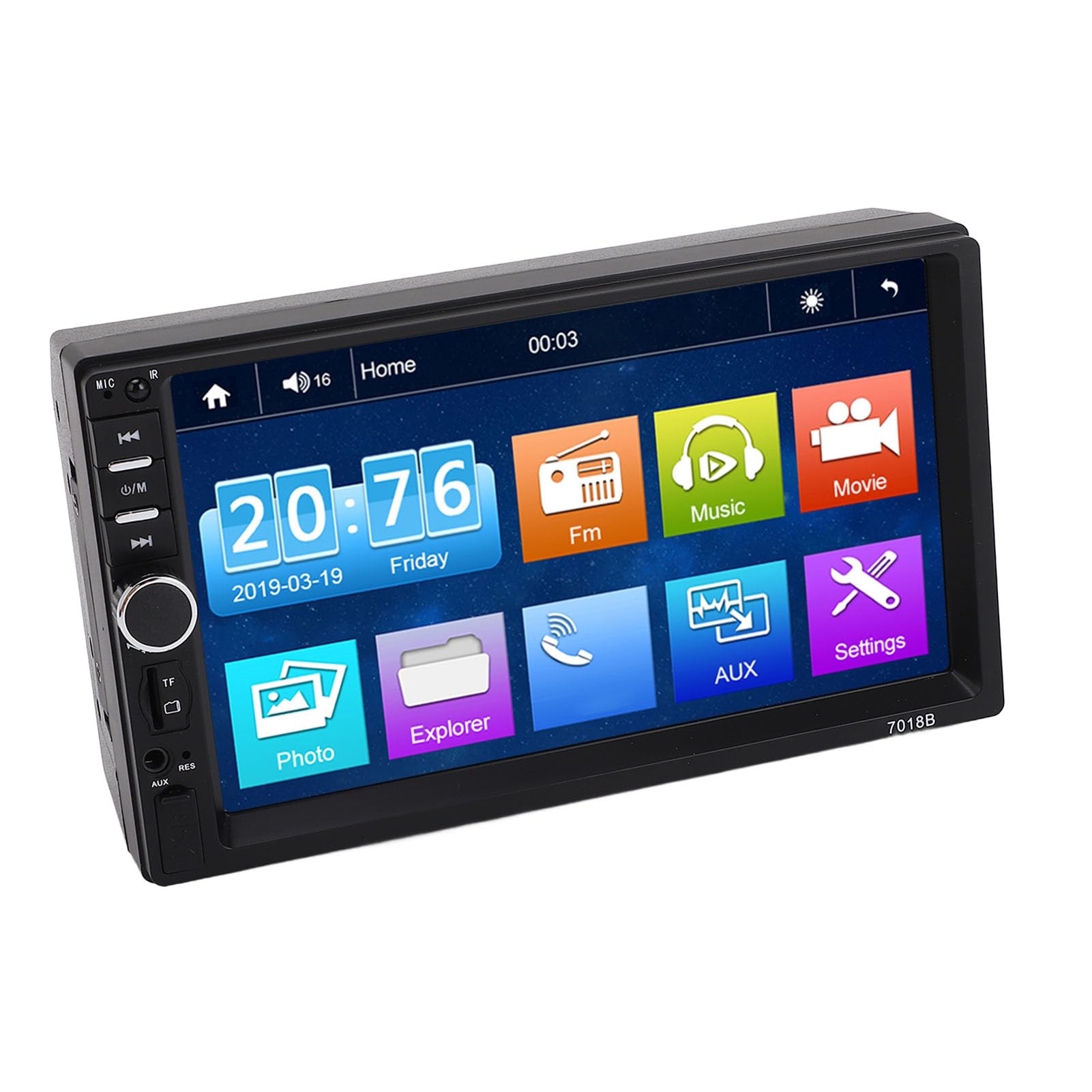 Unità principale auto con touchscreen da 7", compatibile con CarPlay, ingresso AUX, lettore MP5, ricevitore multimediale per auto (Yctzex10z7twpsg-13)