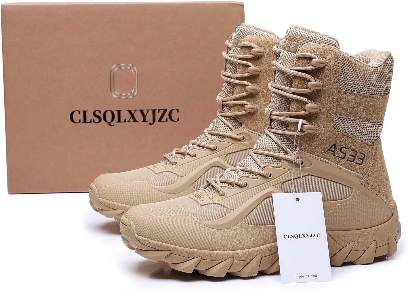 Wcxixo Waterproof Military Tactical Boots for Men, Outdoor Lace-up Sports Non-Slip Hiking Work Boots, Durable Lightweight Cushioning Breathable Hiking Shoes