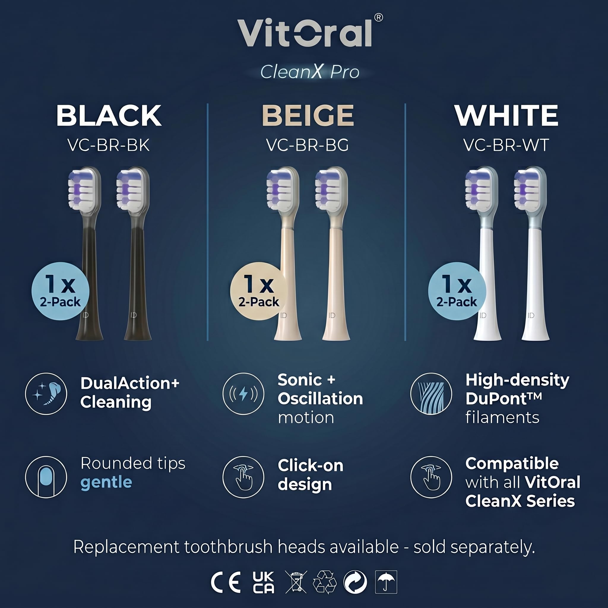CleanX Pro Cepillo de dientes eléctrico, tecnología oscilante y sónico DualAction, 6 modos inteligentes, duración de la batería de más de 30 días, IPX7 impermeable, carga rápida USB-C, para