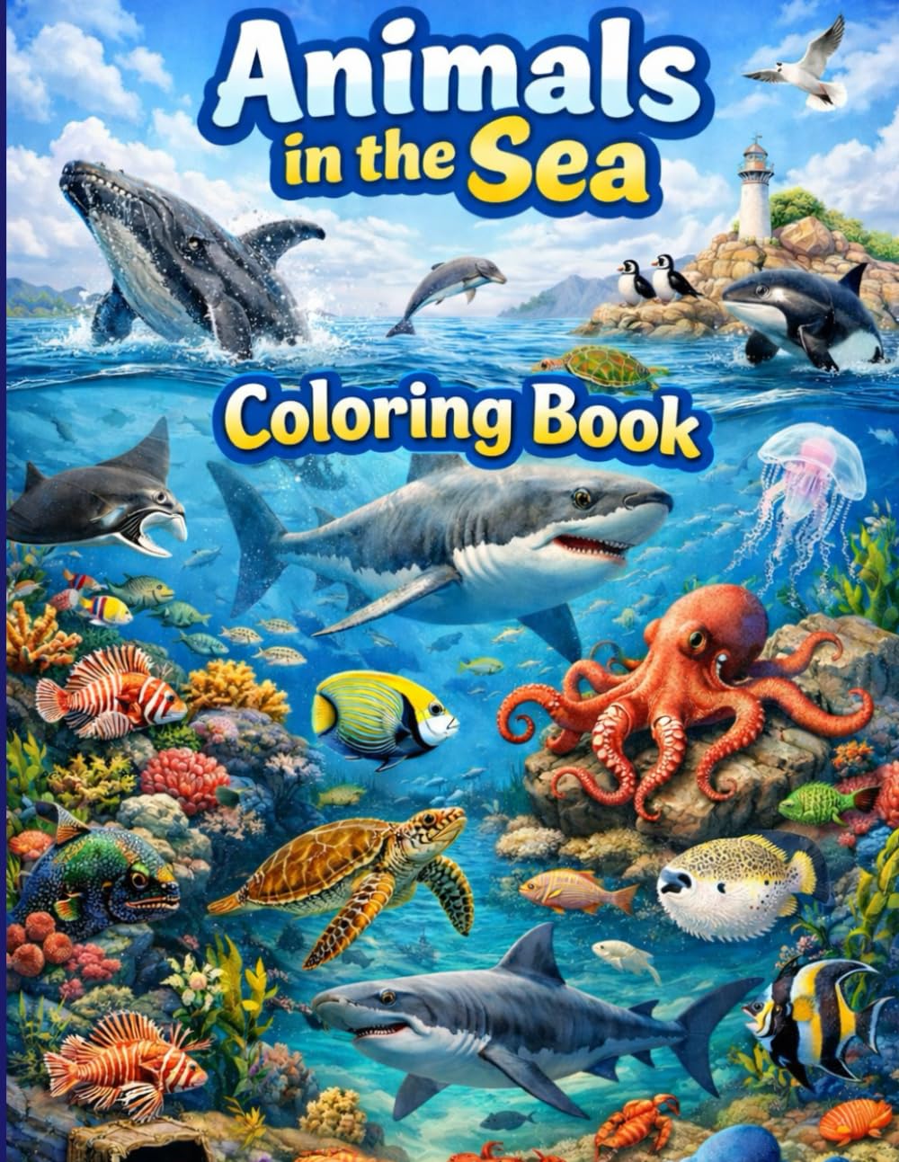 Animals in the Sea Coloring Book