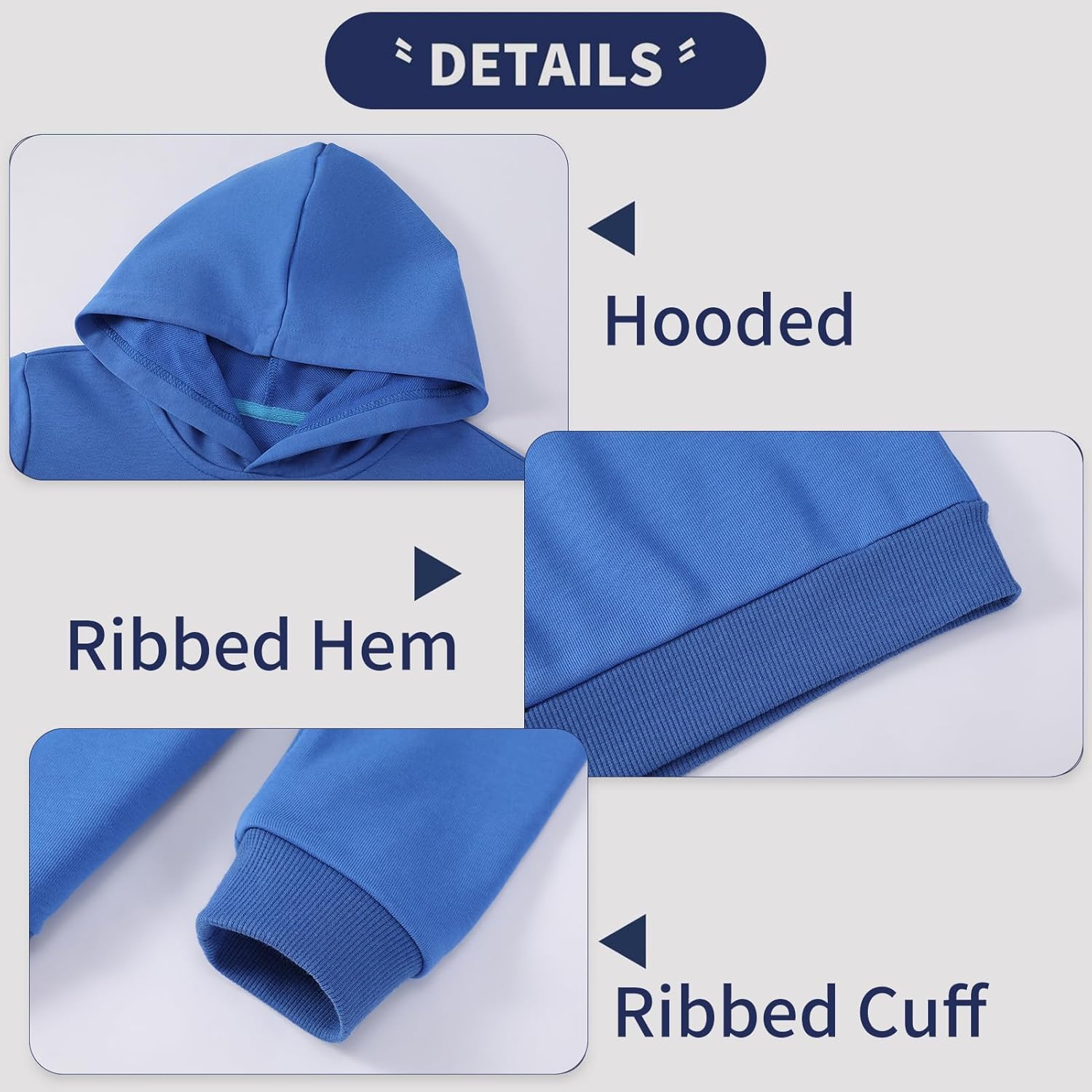 Phedrew 3 Pack Cotton Kids Hoodies Sweatshirts Midweight Long Sleeve Pullover Boys Girls Tops for Toddlers(Age 2-14) - Image 4