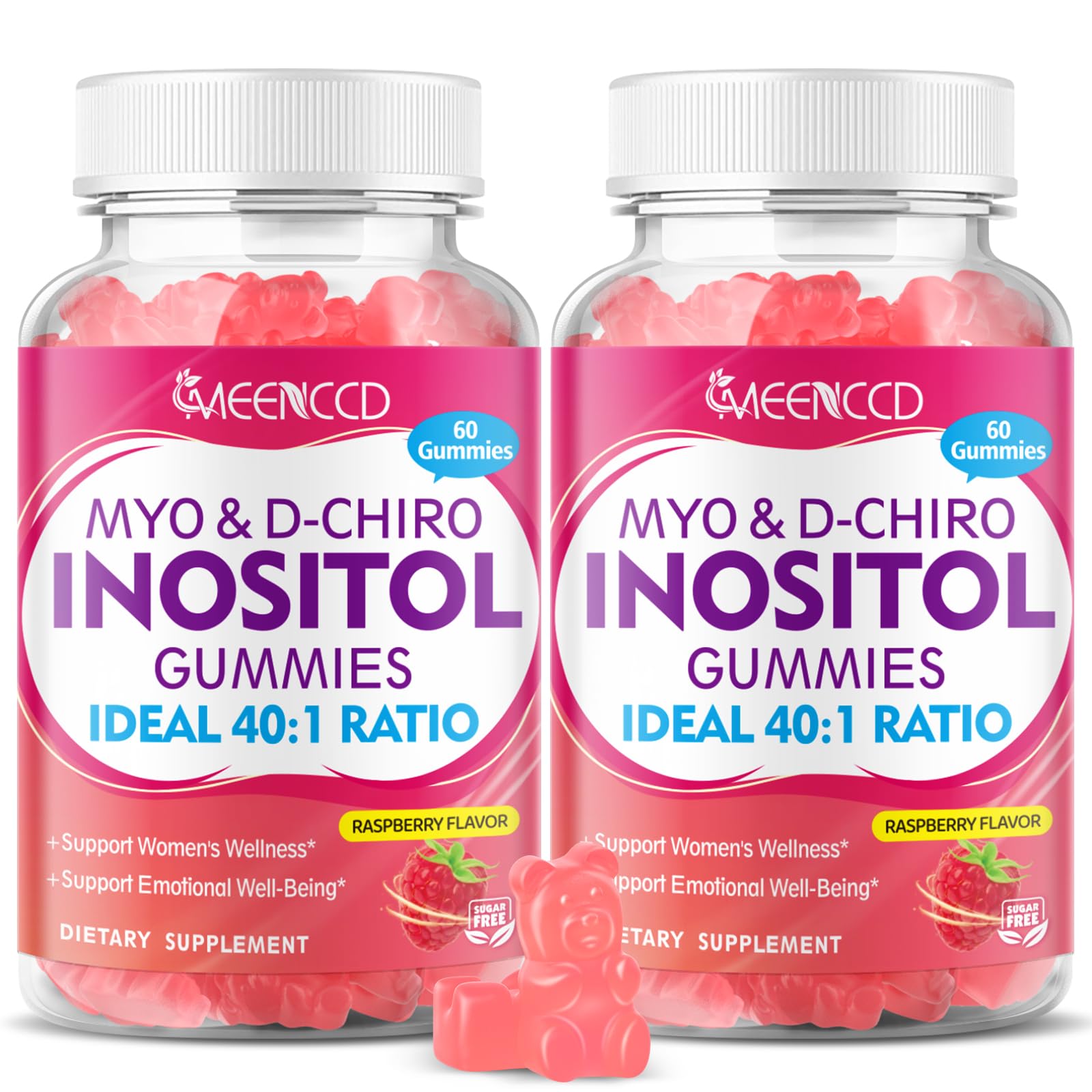 MEENCCD 2 Pack Myo-Inositol & D-Chiro Inositol Gummies