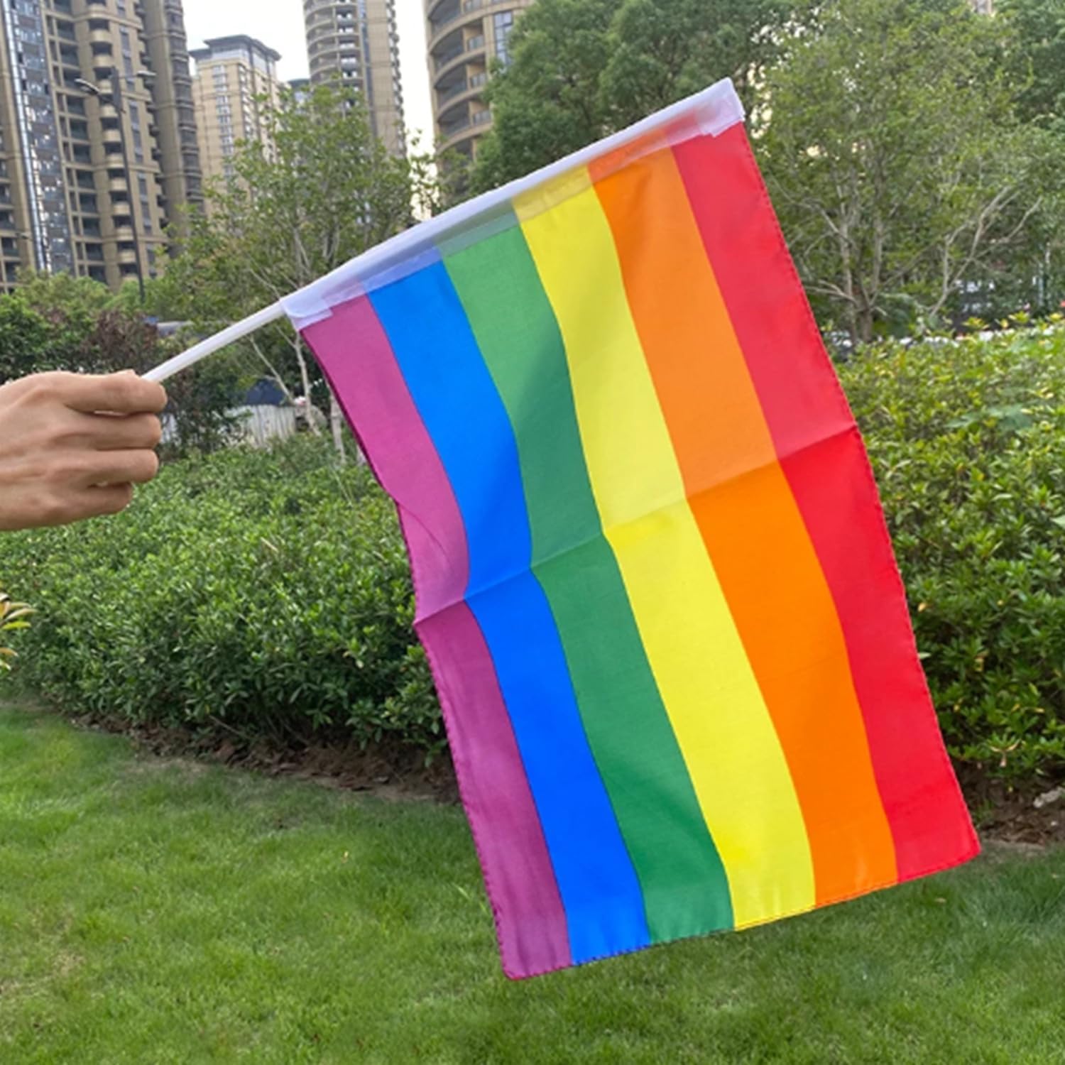 48 Pack 12x17 Pride Flags Rainbow Car Window Clip Flag Onto Car Window, Banners, Car Flag with Flagpole Mount LGBTQ+ (48)