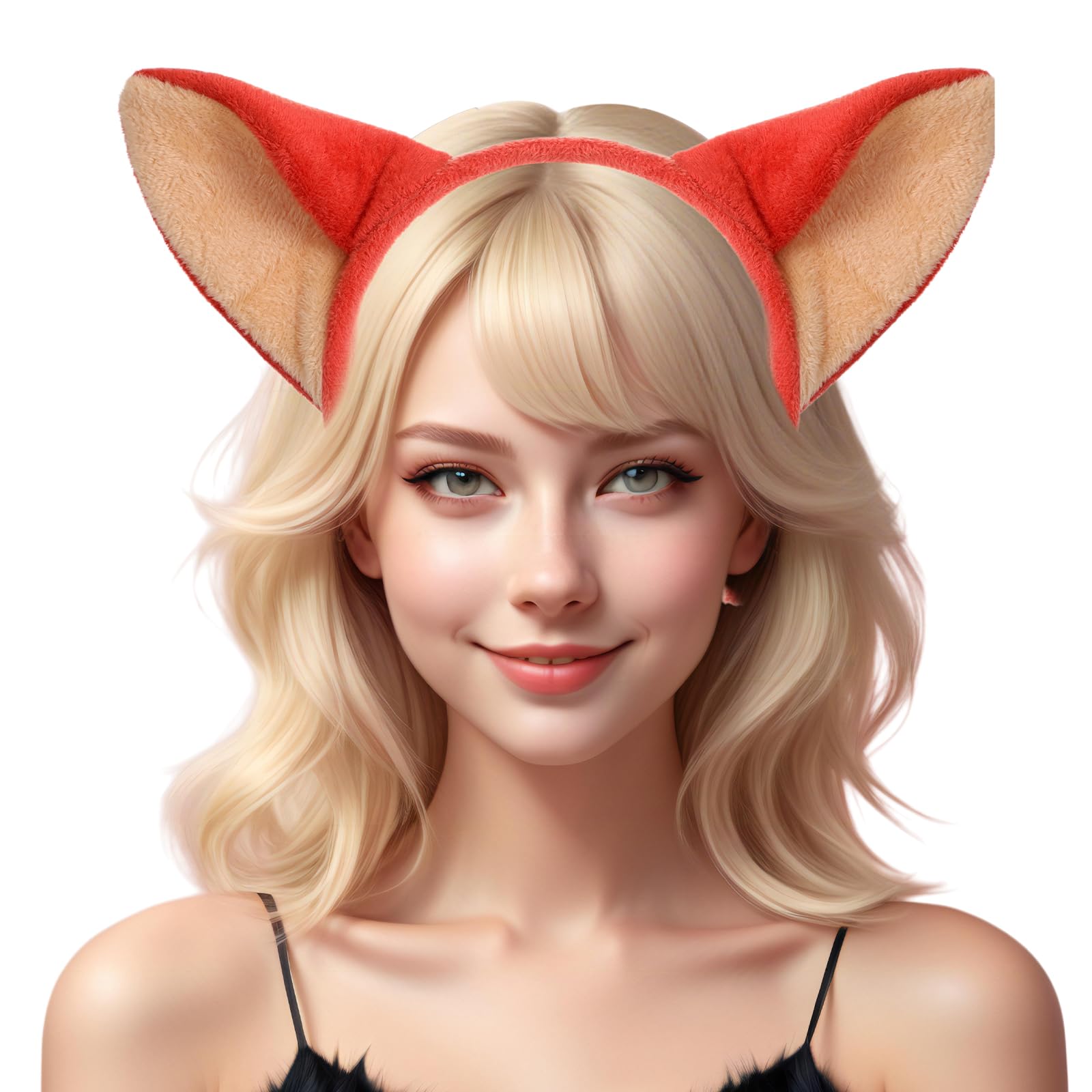 Jadive Fluffy Ears Headband Realistic Animal Ears Headband Halloween Funny Headwear Photo Props for Halloween Christmas Makeup Cosplay Themed Party Headpiece