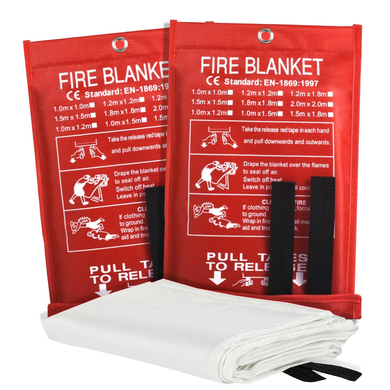 Smilco Fire Blanket 2 Pack - 40" x 40" Fiberglass Emergency Fire Blanket for Home and Kitchen, Bedroom, Camping, Grill, Fireplace, Easy,Safe for Young Adults and Seniors