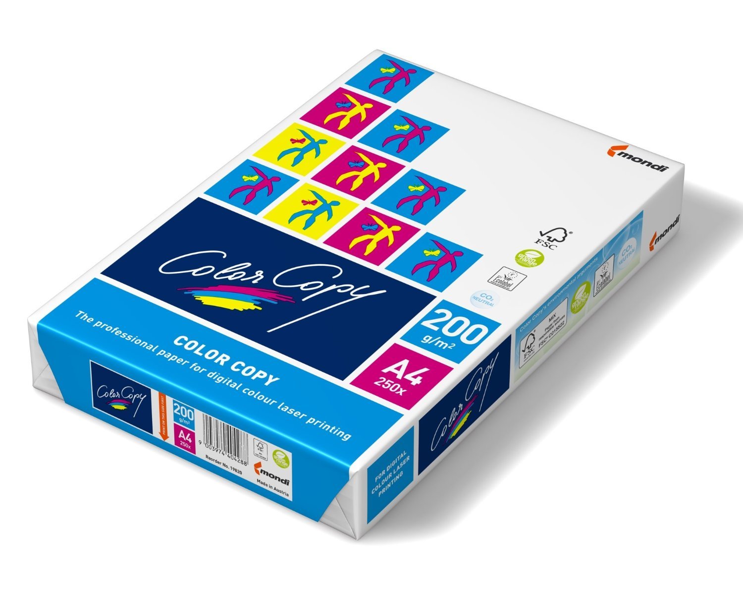 Mondi Color Copy Papier weiß A4 200 gsm (FSC zertifiziert) Premium Super glatt eingeriest [250 Blatt] X 5