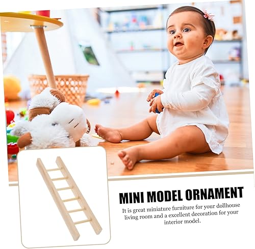 Miniatura 2 de Toyvian Mini escalera de juguete para mascotas, muebles en miniatura, escalera de madera, decoración para casa de muñecas, modelo de bolsillo, musgo