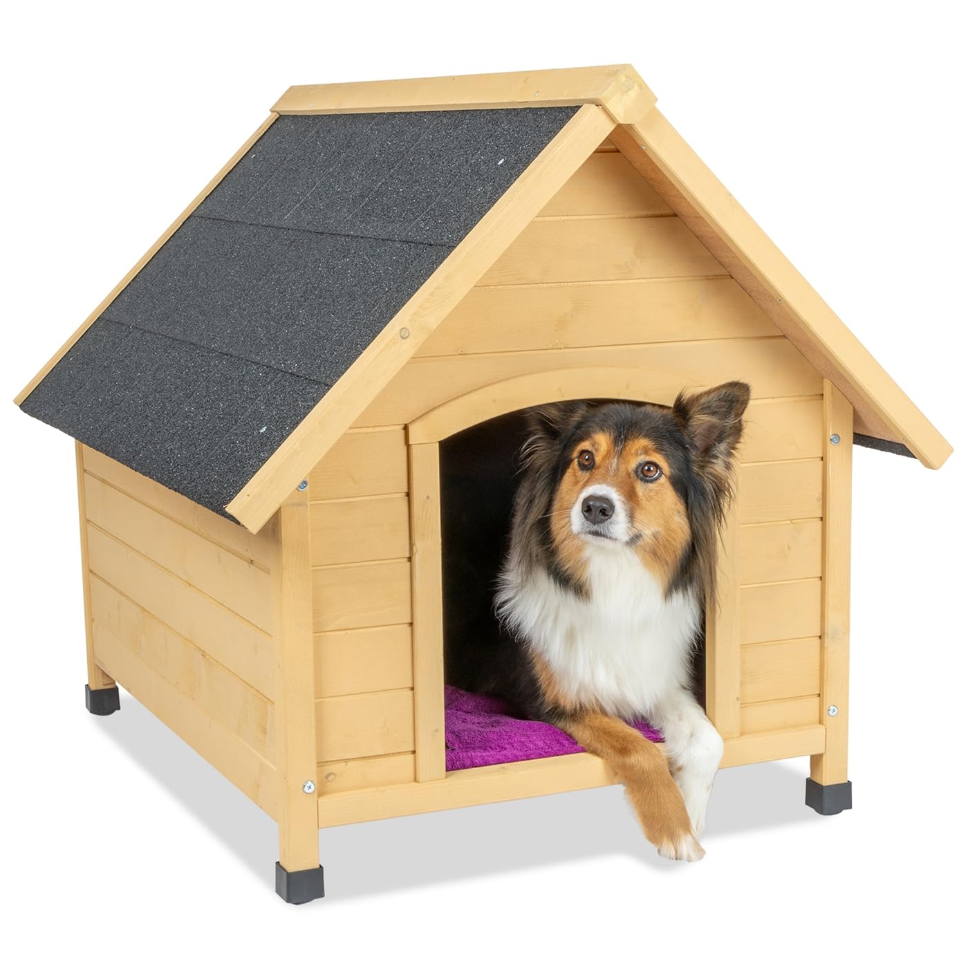 Hundehütte Liam, Hundehöhle, Hundehaus aus lasiertem Fichtenholz, naturbraun, XXL