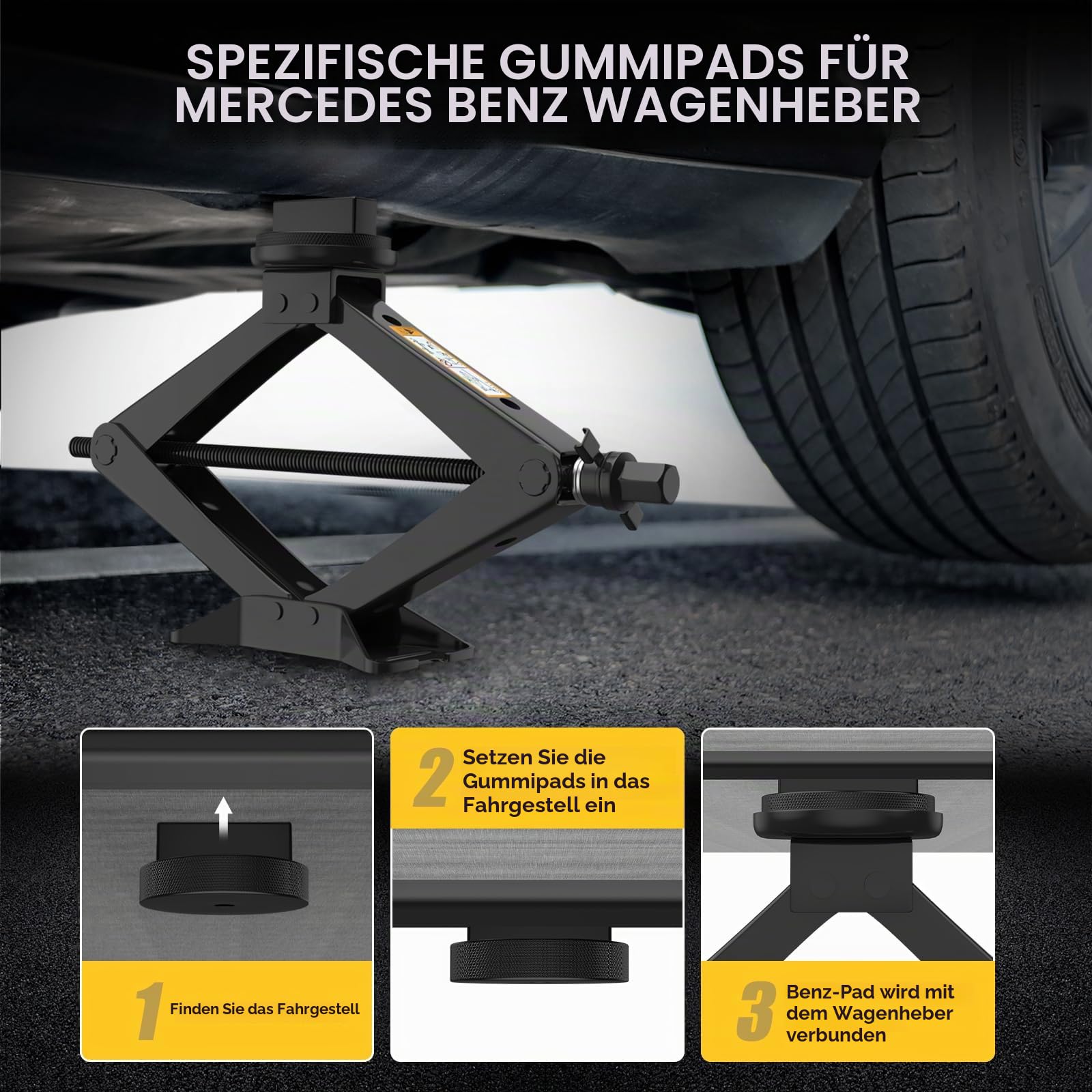 IMAYCC 2.5T Wagenheber für Mercedes Benz Scherenwagenheber SUVMPV | Car Jack mit 2 Gummiauflage & Radmutternschlüssel,Tragbarer Wagenheber Auto Notfallset Reifenwechsel für MercedesBenz SUV MPV