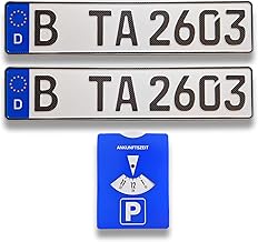 TA TradeArea 2 DIN-zertifiziertes Kfz-Kennzeichen in Carbon-Optik in der Standard-Größe 520x110 mm inklusive Parkscheibe passend für alle Deutschen Fahrzeuge
