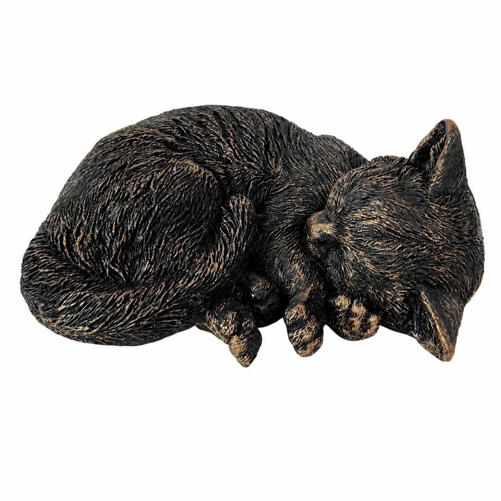 Memoriale per Durevole Scultura | Pietra Commemorativa Del Gatto, Facile da Pulire, Statua di Gatto in riposo, per Giardino, Degli Animali, Oro Retro, Stile C