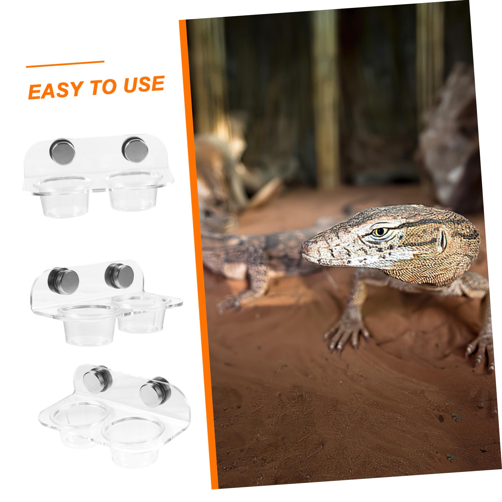 2juegos Comedero De Magnético para Reptiles Tazón De Agua y Comida para Tortugas y para Alimentación y De Limpiar y