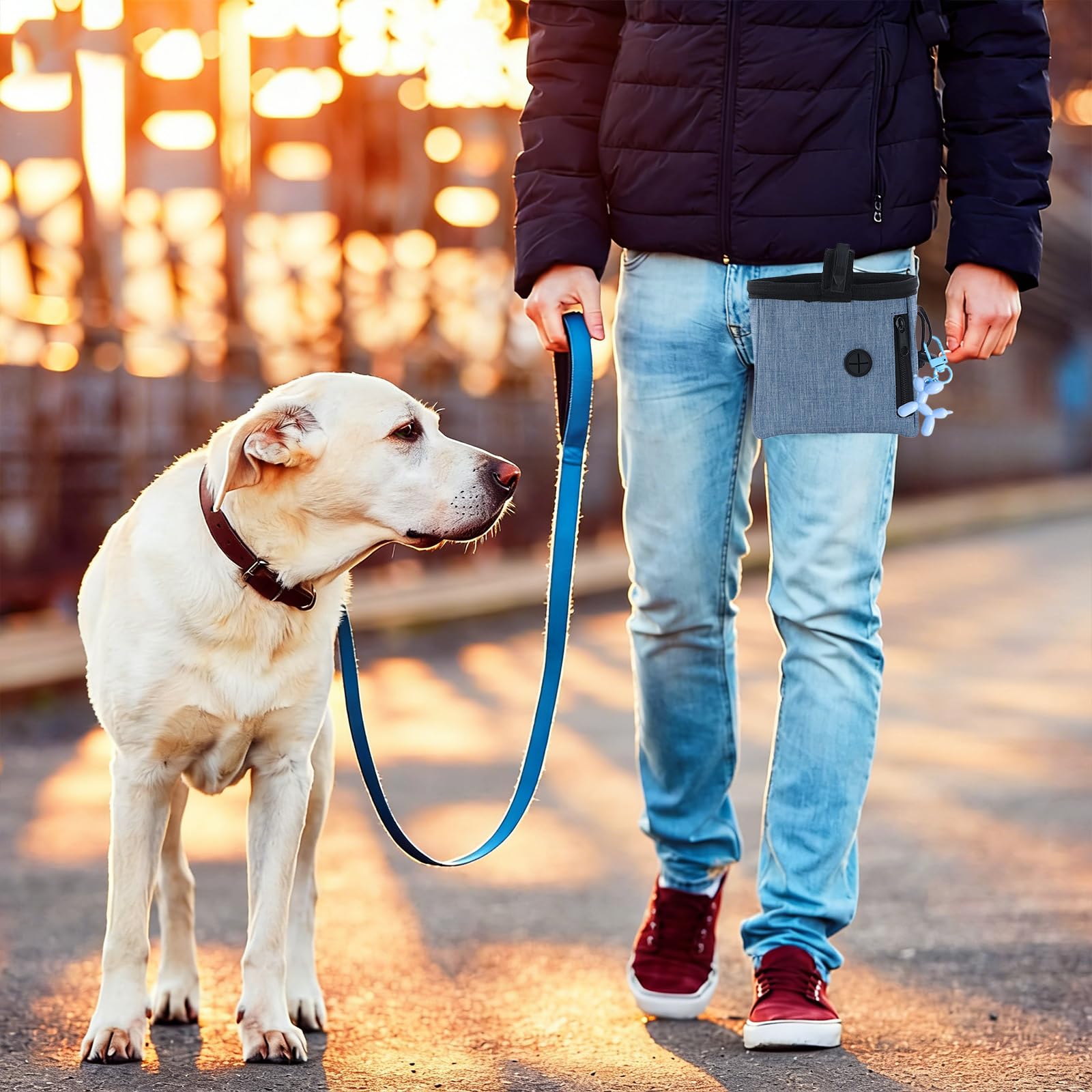 Porta Premietti per Cani,Marsupio per Cani,Accessori per Cani,Sacca per cani, per addestramento del cane,multifunzionale con dispenser per sacchetti, cintura regolabile,Ciondolo cane palloncino