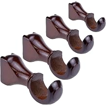 HEVSTIL 4-Pack Wood Curtain Rod Brackets,Return End Brackets for 1-2/5" Pole for Curtain Rods, Wall Mount,Brown