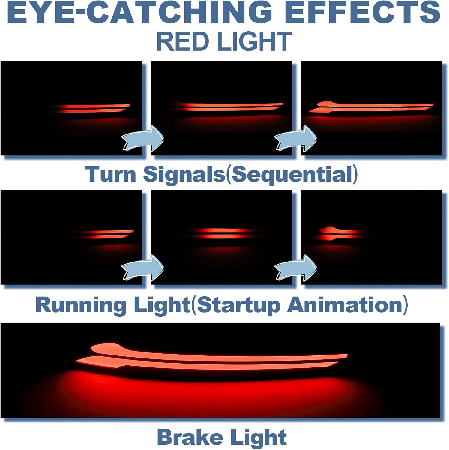 LED Rear Reflector Light for Jeep Grand Cherokee Accessories 2022-2025 Bumper Reflector Function As Tail Brake And Sequential Turn Signal (Smoked Lens)