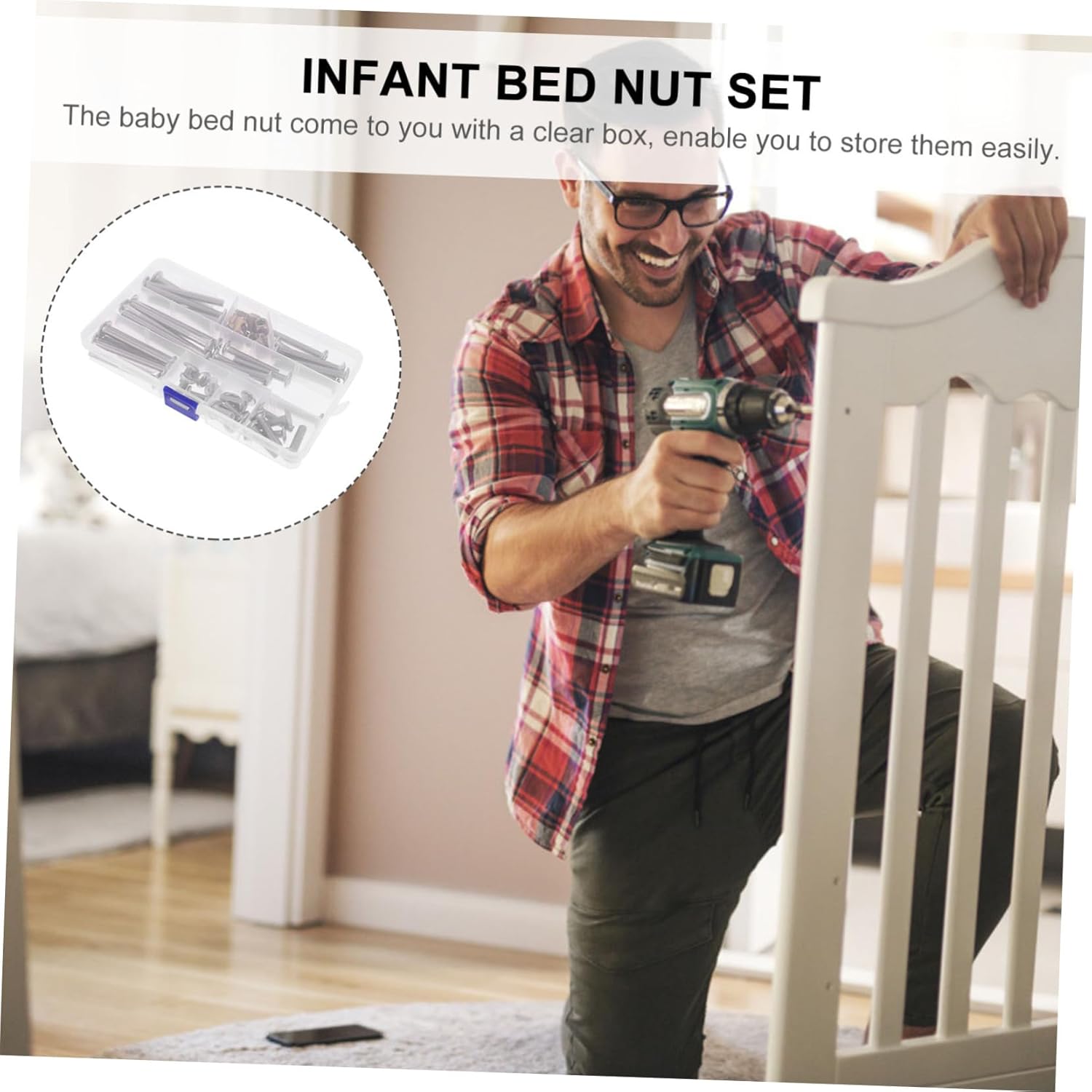 Homoyoyo 2 Sets Sturdy Bed Frame Parts Set Screw Assortment Kit Newborn Wooden Iron Bed Screw Kit