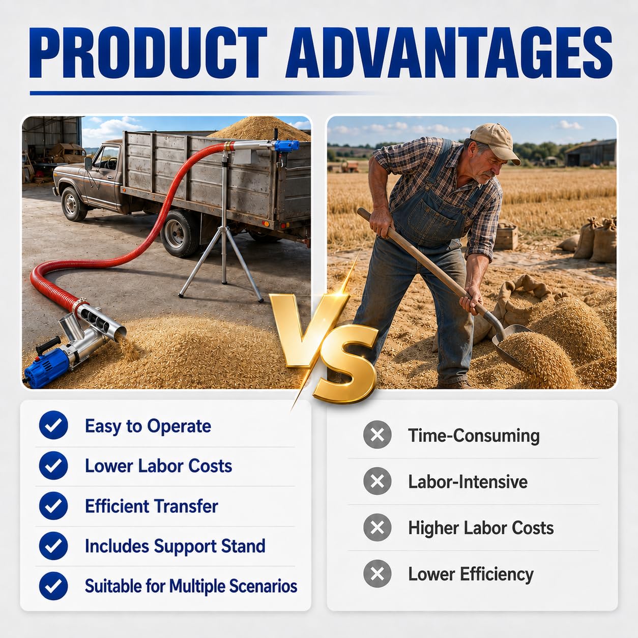 Convoyeur À Vis Flexible Portable De 2800 W Pour Laspiration Des Grains, Idéal Pour Les Trémies Et Les Silos. 2m