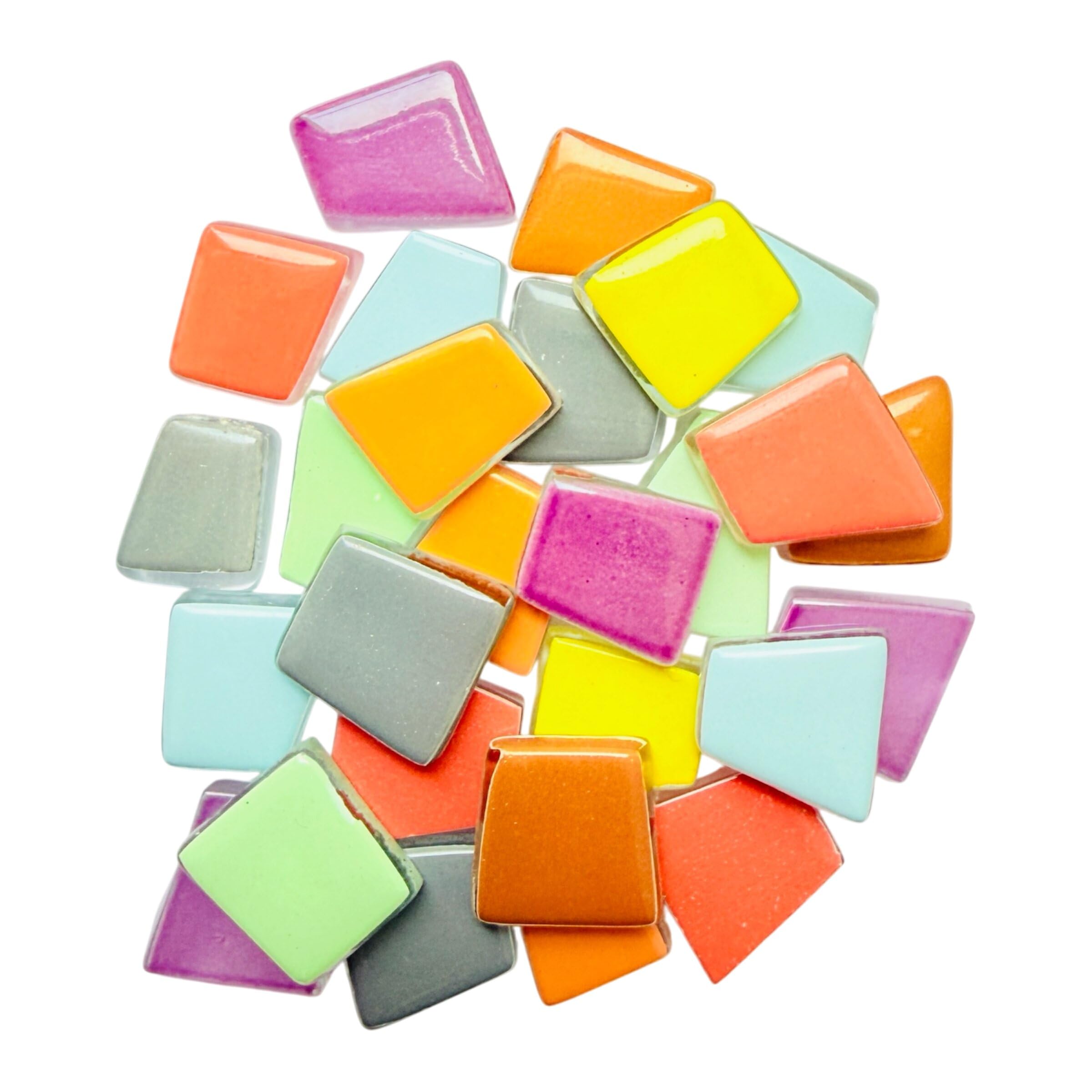 Pastel Colours Mix Glass Mosaic Tiles (All Packs: 100 g,200 g,500 g), DIY Mosaic Art, Decoration, Crystal Glass Mosaic Tiles (Top Colour Trapezoid, 200 g)-image-43