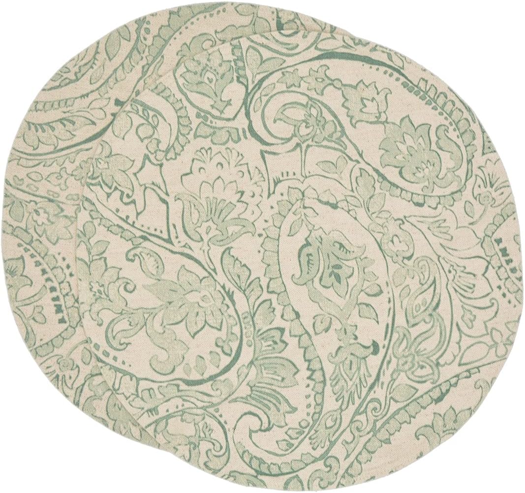 Sweet Pea Linens Sea Mist Green Paisley Wedge-Shaped Placemats - Set of Four Plus Center Round-Charger