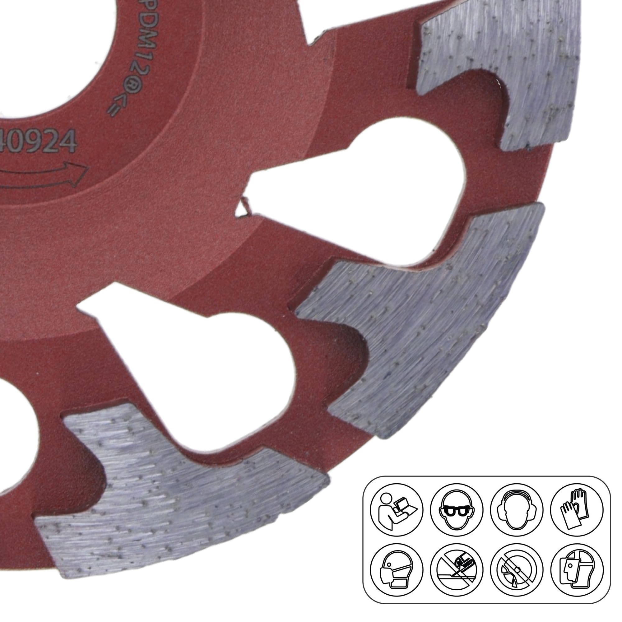 PRODIAMANT Diamentowa tarcza szlifierska 130 mm x 25 mm, czerwona – do twardego betonu i zastosowań przemysłowych – do szlifierek betonowych – otwór 25 mm – talerz szlifierski