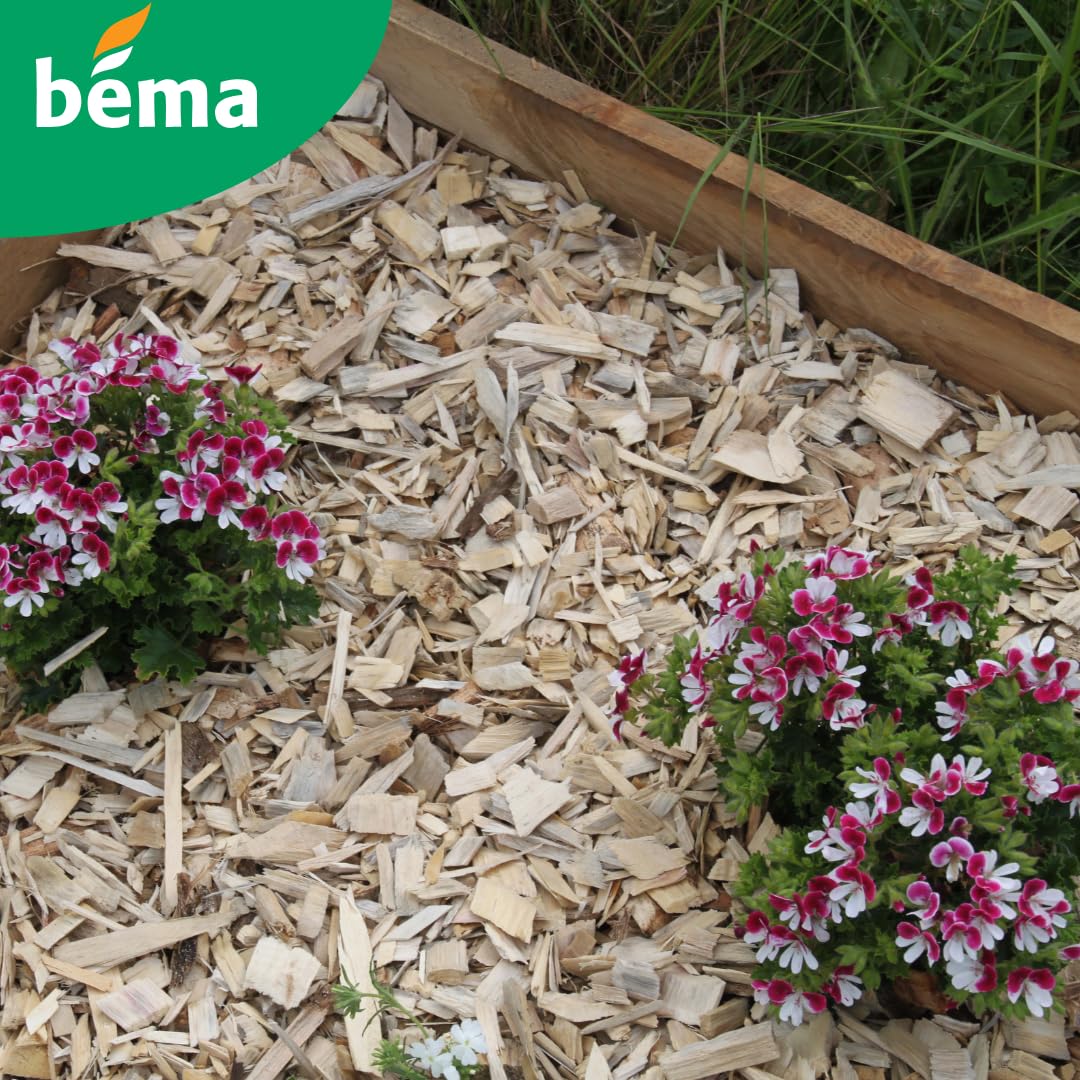 Paillage Paillis Mulch Bois de plaquette de peuplier - Carton - granulométrie 10-40mm - Beige/crème - Toutes Plantes (45 litres)
