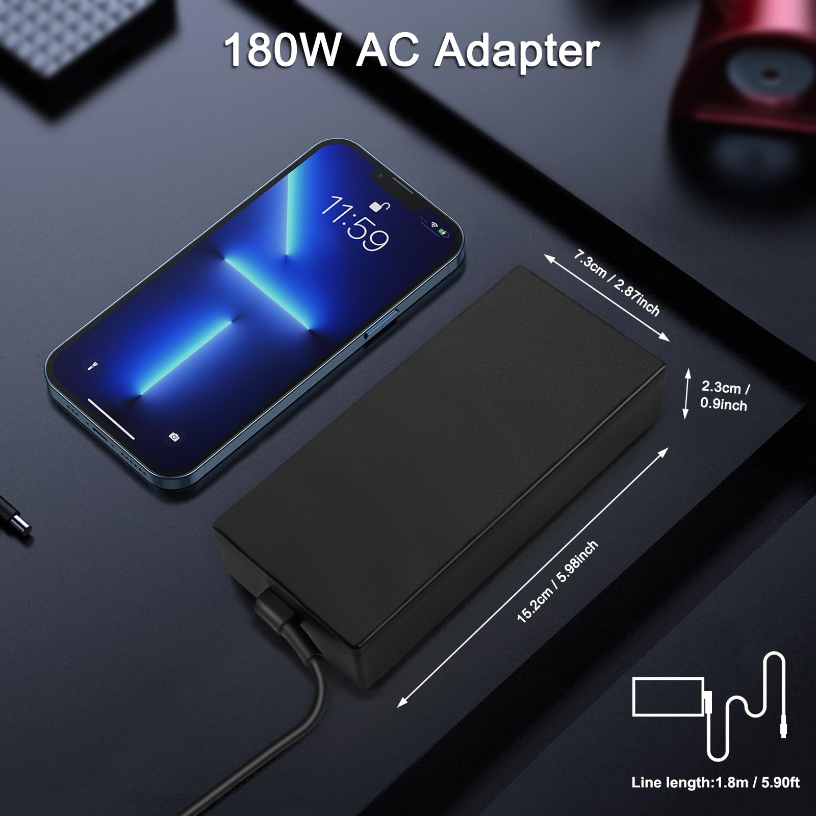 180W 20V 9A Chargeur Alimentation pour ASUS ROG Zephyrus G14 2024 GA403 GA403U GA403UI GA403UV GA403UU Chargeur pour Ordinateur Portable ADP-180TB K ASUS 180W AC Adaptateur