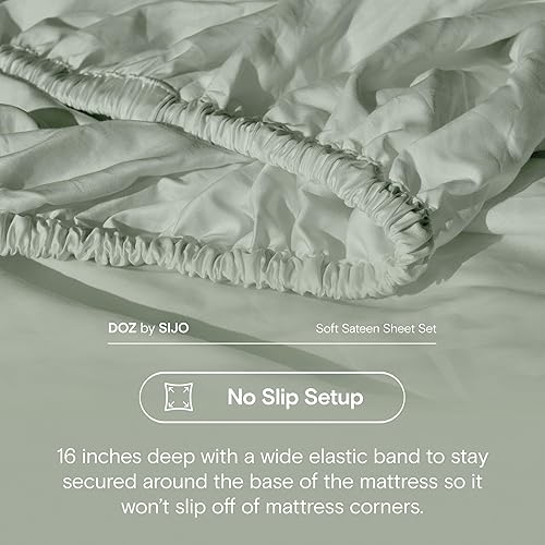 Miniatura 4 de DOZ 100% Conjunto de sábanas de algodón de fibra larga, sábanas de algodón de tejido de satén suave, sábanas frescas y transpirables, comodidad de