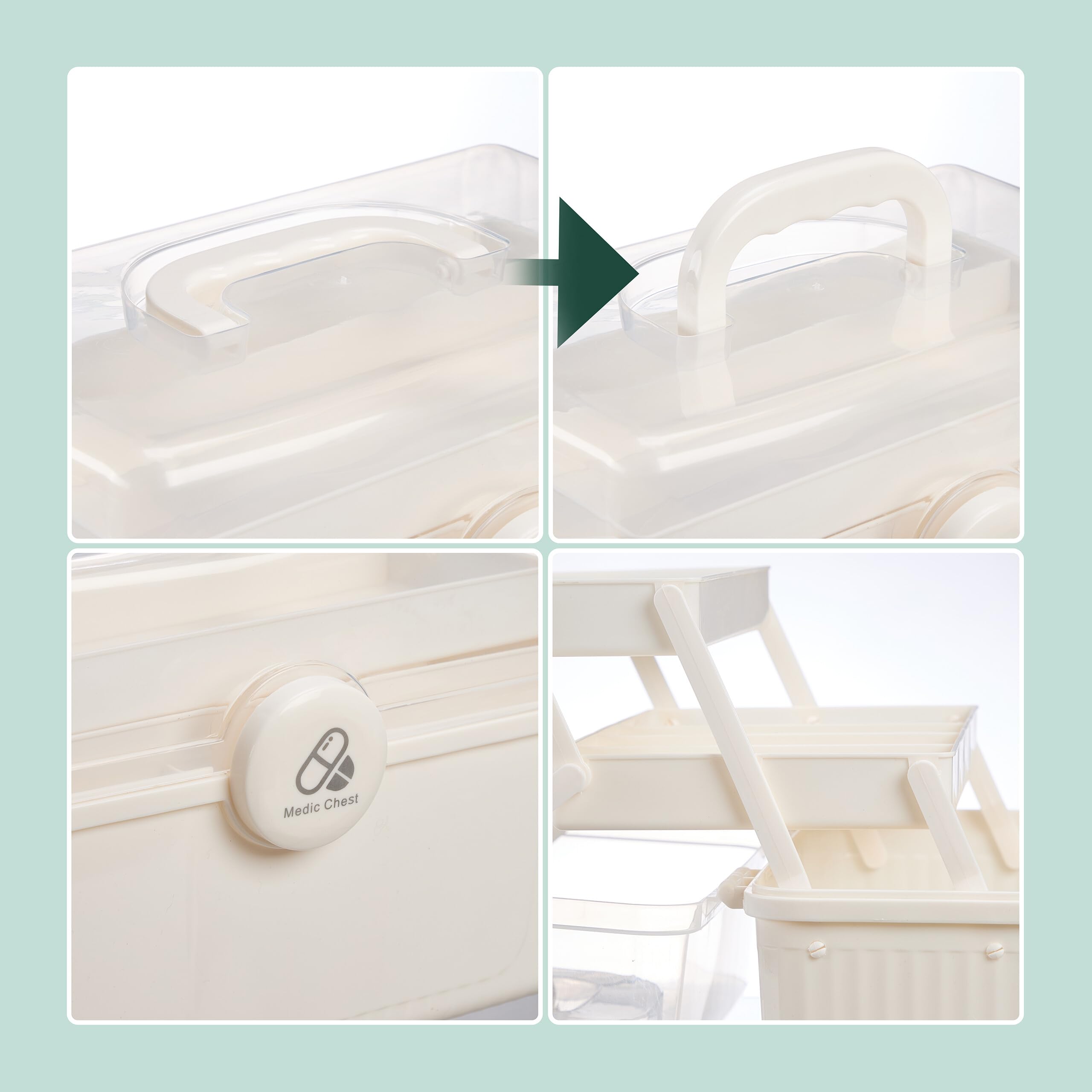Relaxdays Cassetta Kit Pronto Soccorso, 7 Scomparti, Box Medicinali, Emergenze Mediche, Plastica, HLP: 20,5x30x21 cm