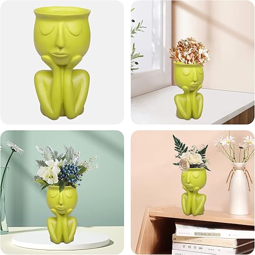 Miniatura 2 de WAONIQ Macetas de cara, maceta de cabeza, macetas de cabeza de resina, macetas para suculentas, soporte para lápices de flores, macetas de