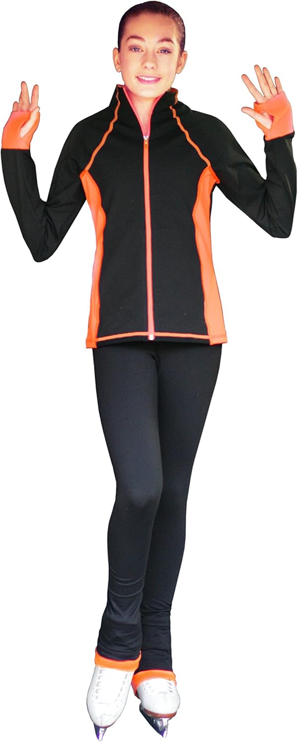 ChloeNoel PS792 3" Waist Band Black/Color Cuffs Elite Figure Skating Pants & Front Pocket